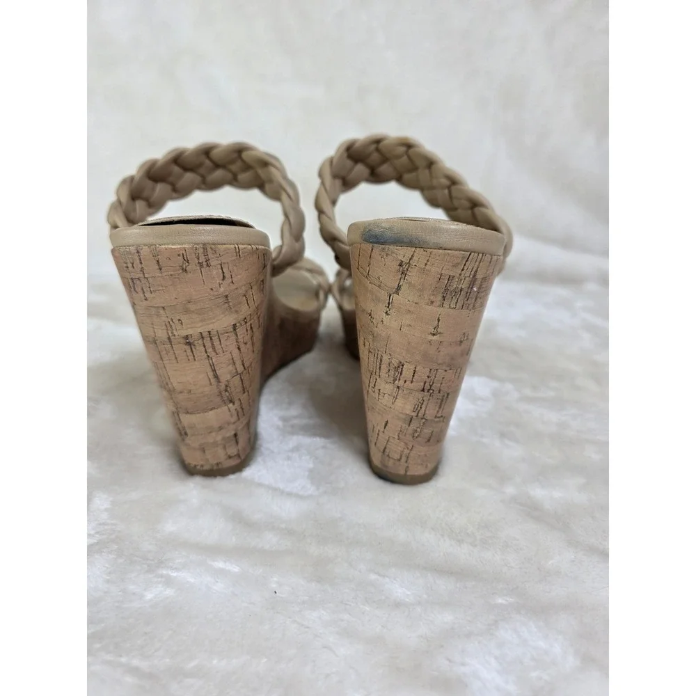 LC Lauren Conrad Braided Wedge Sandals Tan‎ Memory Foam Comfort Women's 7.5